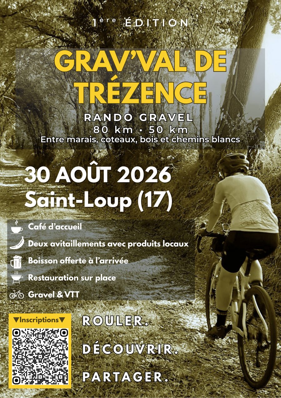 Affiche Grav'Val de Trézence, rando gravel 80 km / 50 km, 30 août 2026 à Saint-Loup